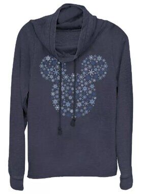 Disney Mickey Mouse Snowflake Cowlneck Lightweight Long Sleeve
